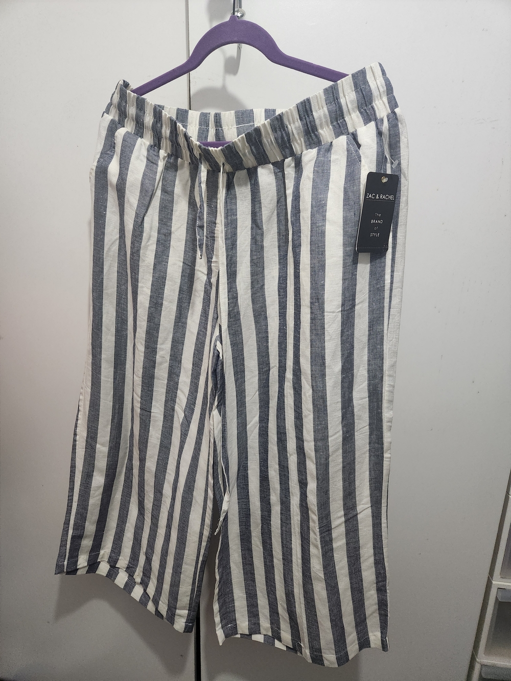 Zac & Rachel Navy and White Vertical Stripe Culottes